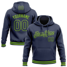 Загрузить изображение в средство просмотра галереи, Custom Stitched Navy Neon Green Sports Pullover Sweatshirt Hoodie