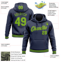 Charger l'image dans la galerie, Custom Stitched Navy Neon Green Sports Pullover Sweatshirt Hoodie