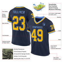 Загрузить изображение в средство просмотра галереи, Custom Navy Gold-Light Blue Mesh Authentic Throwback Football Jersey