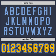 Загрузить изображение в средство просмотра галереи, Custom Navy Gold-Light Blue Mesh Authentic Throwback Football Jersey