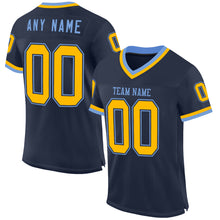 Загрузить изображение в средство просмотра галереи, Custom Navy Gold-Light Blue Mesh Authentic Throwback Football Jersey