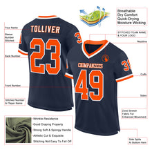 Charger l'image dans la galerie, Custom Navy Orange-White Mesh Authentic Throwback Football Jersey