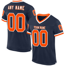 Charger l'image dans la galerie, Custom Navy Orange-White Mesh Authentic Throwback Football Jersey