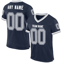 Load image into Gallery viewer, Custom Navy Gray-White Mesh Authentic Throwback Football Jersey