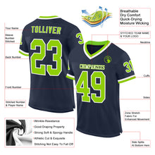 Загрузить изображение в средство просмотра галереи, Custom Navy Neon Green-White Mesh Authentic Throwback Football Jersey