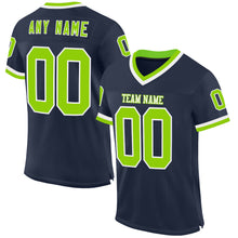 Загрузить изображение в средство просмотра галереи, Custom Navy Neon Green-White Mesh Authentic Throwback Football Jersey