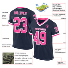 Laden Sie das Bild in den Galerie-Viewer, Custom Navy Pink-White Mesh Authentic Throwback Football Jersey
