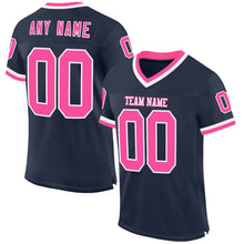 Laden Sie das Bild in den Galerie-Viewer, Custom Navy Pink-White Mesh Authentic Throwback Football Jersey