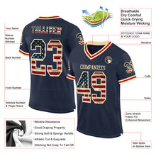 Загрузить изображение в средство просмотра галереи, Custom Navy Vintage USA Flag Cream-Red Mesh Authentic Throwback Football Jersey