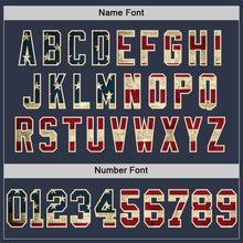 Загрузить изображение в средство просмотра галереи, Custom Navy Vintage USA Flag Cream-Red Mesh Authentic Throwback Football Jersey