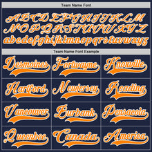 Load image into Gallery viewer, Custom Navy Bay Orange-White Hockey Lace Neck Jersey