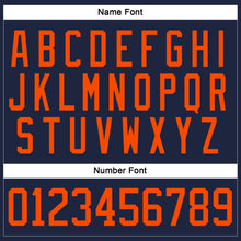 Load image into Gallery viewer, Custom Navy Orange Hockey Lace Neck Jersey