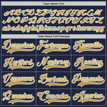 Load image into Gallery viewer, Custom Navy Old Gold-White Hockey Lace Neck Jersey