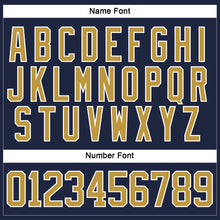 Load image into Gallery viewer, Custom Navy Old Gold-White Hockey Lace Neck Jersey