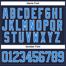 Charger l'image dans la galerie, Custom Navy Powder Blue-White Hockey Lace Neck Jersey