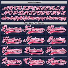 Load image into Gallery viewer, Custom Navy Neon Pink-White Hockey Lace Neck Jersey