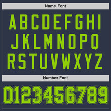 Charger l'image dans la galerie, Custom Navy Neon Green Mesh Authentic Throwback Football Jersey