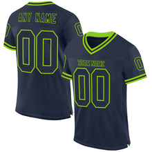 Charger l'image dans la galerie, Custom Navy Neon Green Mesh Authentic Throwback Football Jersey