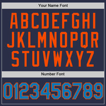 Charger l'image dans la galerie, Custom Navy Blue-Orange Authentic Throwback Baseball Jersey