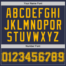 Load image into Gallery viewer, Custom Navy Gold Authentic Throwback Baseball Jersey