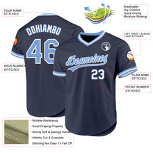 Charger l'image dans la galerie, Custom Navy Light Blue-White Authentic Throwback Baseball Jersey