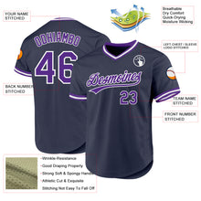 Charger l'image dans la galerie, Custom Navy Purple-White Authentic Throwback Baseball Jersey