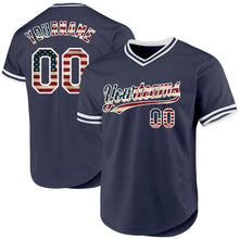 Charger l'image dans la galerie, Custom Navy Vintage USA Flag-White Authentic Throwback Baseball Jersey