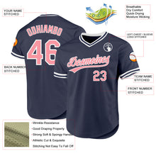 Загрузить изображение в средство просмотра галереи, Custom Navy Medium Pink-White Authentic Throwback Baseball Jersey