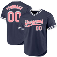 Загрузить изображение в средство просмотра галереи, Custom Navy Medium Pink-White Authentic Throwback Baseball Jersey