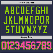 Загрузить изображение в средство просмотра галереи, Custom Navy Pink-Neon Green Authentic Throwback Baseball Jersey