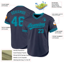 Загрузить изображение в средство просмотра галереи, Custom Navy Teal Authentic Throwback Baseball Jersey