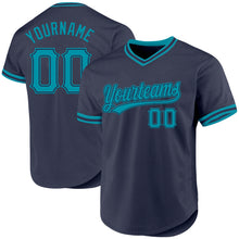 Загрузить изображение в средство просмотра галереи, Custom Navy Teal Authentic Throwback Baseball Jersey