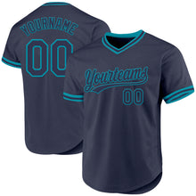 Загрузить изображение в средство просмотра галереи, Custom Navy Teal Authentic Throwback Baseball Jersey