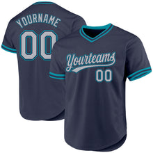 Загрузить изображение в средство просмотра галереи, Custom Navy Gray-Teal Authentic Throwback Baseball Jersey