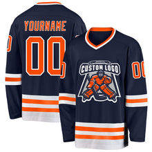 Загрузить изображение в средство просмотра галереи, Custom Navy Orange-White Hockey Jersey