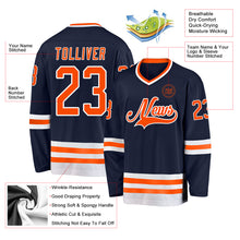 Загрузить изображение в средство просмотра галереи, Custom Navy Orange-White Hockey Jersey