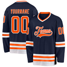 Загрузить изображение в средство просмотра галереи, Custom Navy Orange-White Hockey Jersey