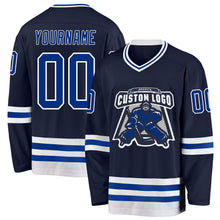 Загрузить изображение в средство просмотра галереи, Custom Navy Royal-White Hockey Jersey