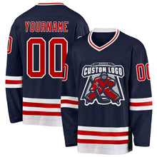 Загрузить изображение в средство просмотра галереи, Custom Navy Red-White Hockey Jersey
