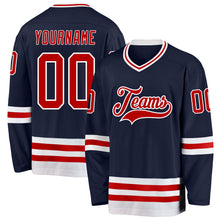 Загрузить изображение в средство просмотра галереи, Custom Navy Red-White Hockey Jersey
