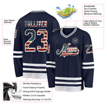 Загрузить изображение в средство просмотра галереи, Custom Navy Vintage USA Flag-White Hockey Jersey