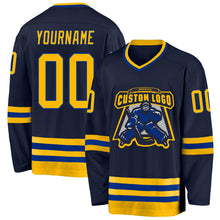 Загрузить изображение в средство просмотра галереи, Custom Navy Gold-Royal Hockey Jersey