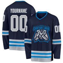 Загрузить изображение в средство просмотра галереи, Custom Navy Gray-Blue Hockey Jersey
