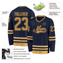 Load image into Gallery viewer, Custom Navy Old Gold Hockey Jersey