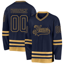 Загрузить изображение в средство просмотра галереи, Custom Navy Old Gold Hockey Jersey