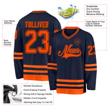 Load image into Gallery viewer, Custom Navy Orange Hockey Jersey