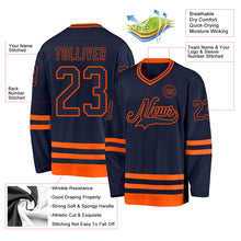 Загрузить изображение в средство просмотра галереи, Custom Navy Orange Hockey Jersey
