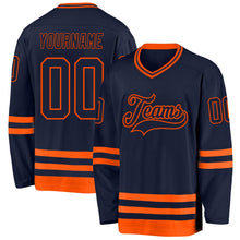 Загрузить изображение в средство просмотра галереи, Custom Navy Orange Hockey Jersey