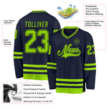 Загрузить изображение в средство просмотра галереи, Custom Navy Neon Green Hockey Jersey