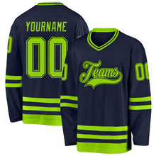 Загрузить изображение в средство просмотра галереи, Custom Navy Neon Green Hockey Jersey